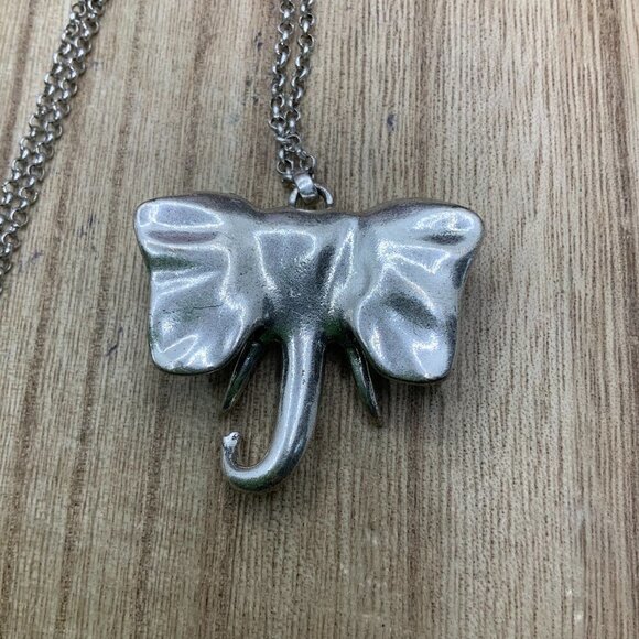 Lucky Brand Silver Tone Elephant Head Pendent Necklace - Picture 3 of 7